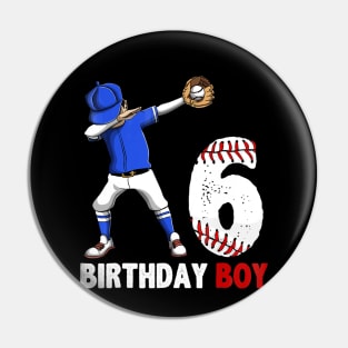 6 Year Old Birthday dabbing Baseball 6th Boy Pin