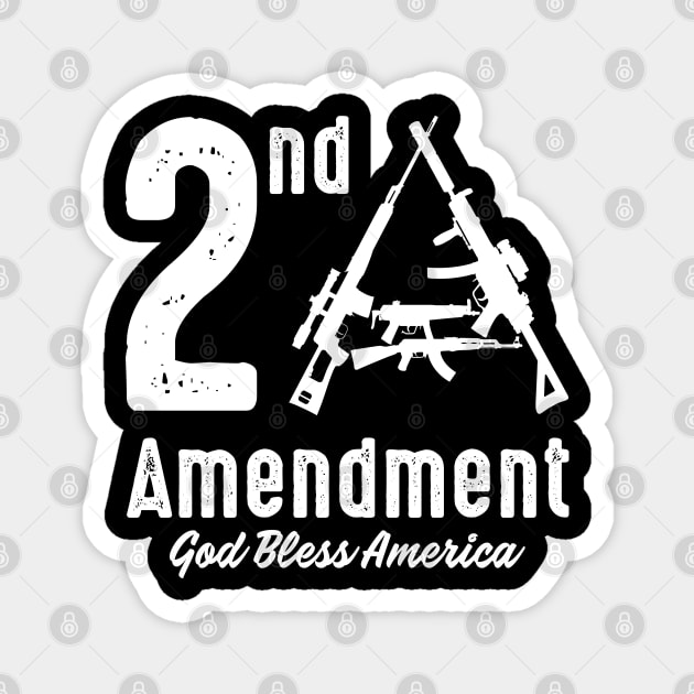 2A Second Amendment God Bless America Gun Rights Gift Magnet by Alema Art