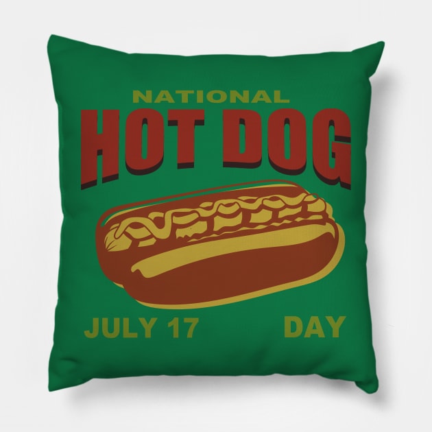 National Hot Dog Day 17 July Pillow by vender