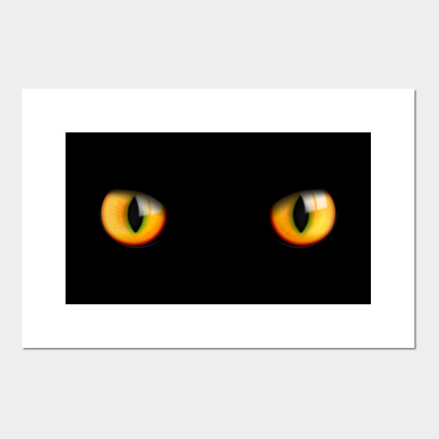 Realistic Beautiful 3d Cat Eyes Look In Dark Black Realistic