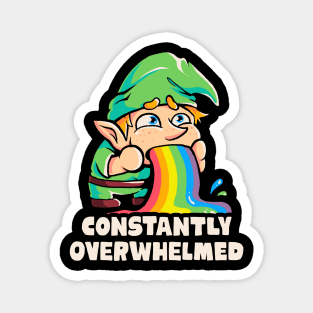 Constantly Overwhelmed - Funny Gnome Rainbow Gift Magnet