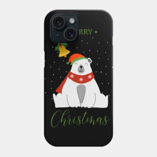 Holiday greeting from funny Polar Bear with elf hat and holly Phone Case