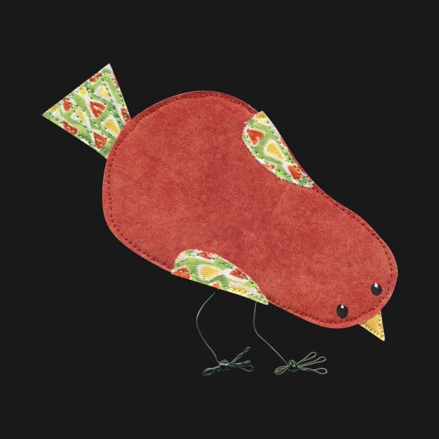 Funky little fabric art bird by MegMarchiando