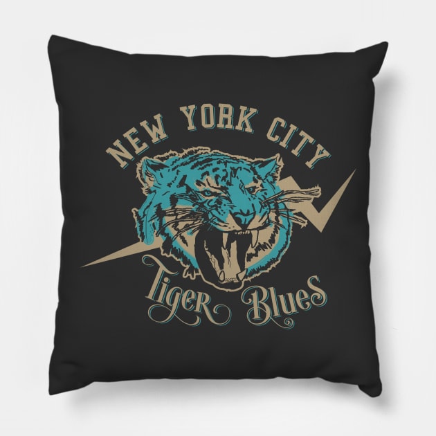 Blue Tiger Blues Pillow by MadeByMystie