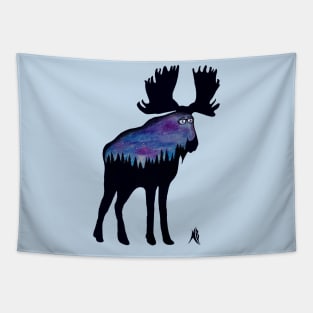 Forest Sky Hipster Moose Tapestry