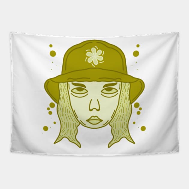 Green Woman with Flower Hat Tapestry by Aisiiyan