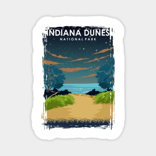 Indiana Dunes National Park at Night Vintage Mininimal Travel Poster Magnet
