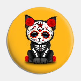 Cute Red Day of the Dead Kitten Cat Pin