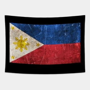 Vintage Aged and Scratched Filipino Flag Tapestry