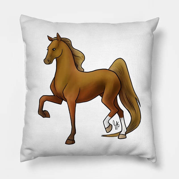 Horse - American Saddlebred - Chestnut Pillow by Jen's Dogs Custom Gifts and Designs