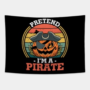 Pretend I'm a Pirate Funny Jack O Lantern Pumpkin Wearing Pirate Hat Halloween Lazy Costume Gift Tapestry