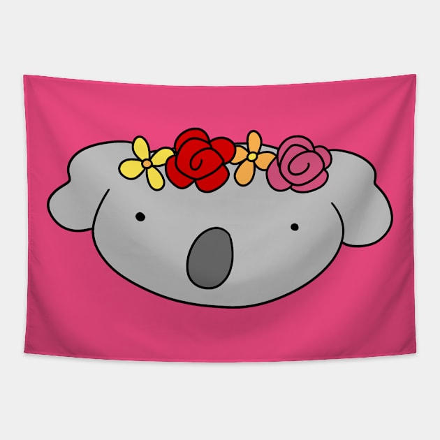 Flower Crown Koala Face Tapestry by saradaboru