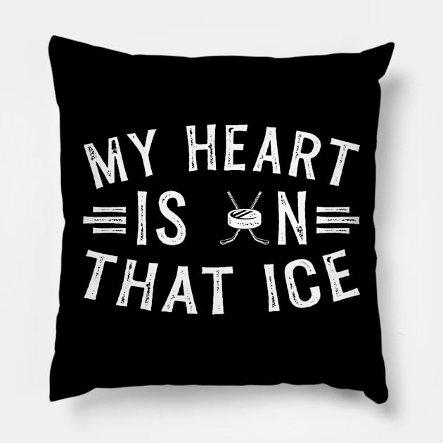 My Heart Is On That Ice Hockey Mom Pillow by TheBestHumorApparel