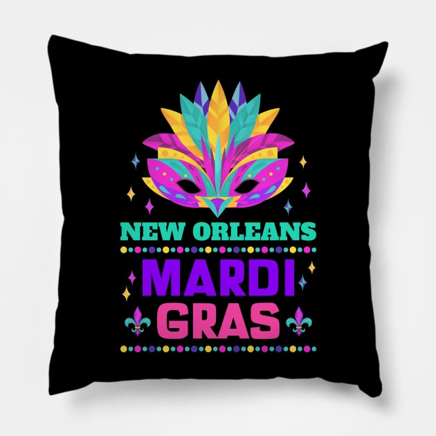 New Orleans Carnival Beads And Blings Party 2022 Mardi Gras Pillow by jodotodesign