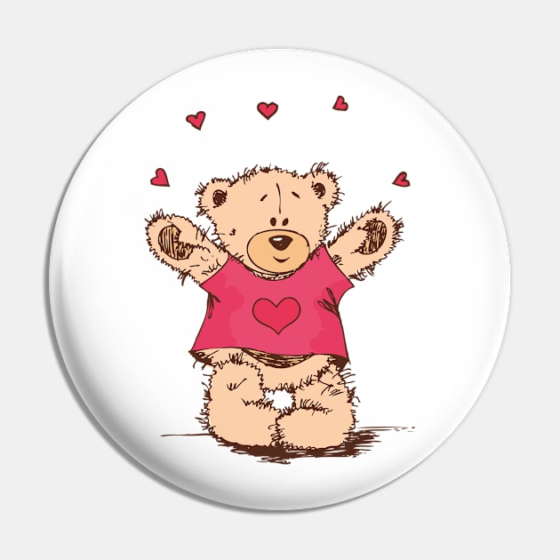 Valentine's Day - Lovely Bear Pin by GNDesign