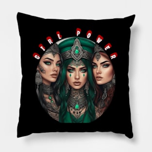 Girl power in green Pillow