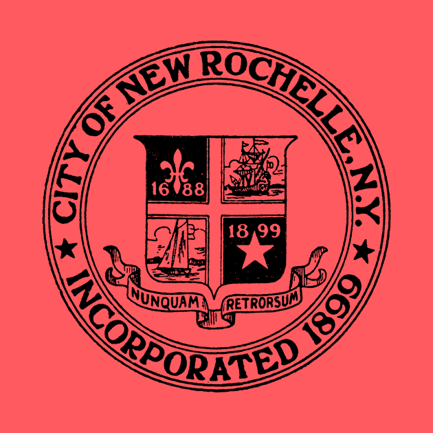 NEW ROCHELLE NY Black City Seal by MatchbookGraphics