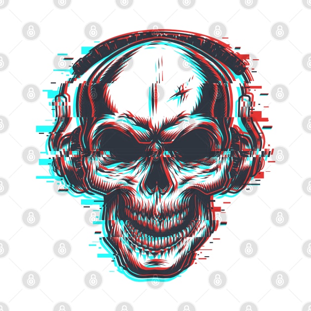 Glitch Skull with Headphones by Animox