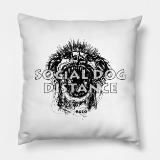 Social Dog Distance, Dog World Distance Pillow