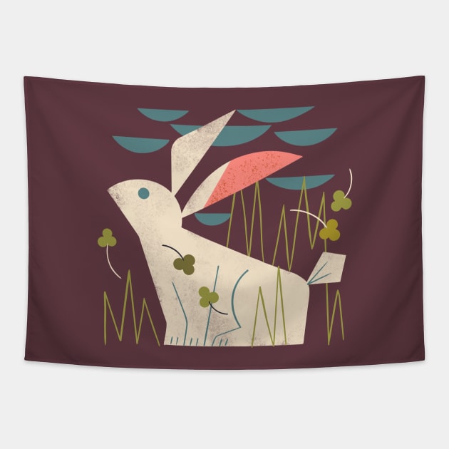 Rabbit and Clover Tapestry by Renea L Thull