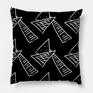 Black and white geometric abstraction, triangles and stripes Pillow