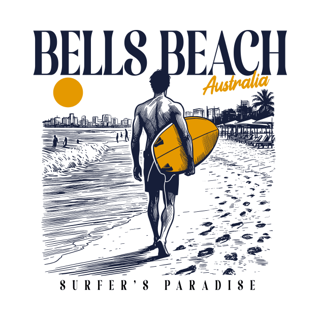 Vintage Surfing Bells Beach, Australia // Retro Surfer Sketch // Surfer's Paradise by Now Boarding