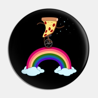 Funny Pepperoni Cheese Rainbow Pizza On Wheels In Space Riding Unicycle Rainbow Planet Stars Pin