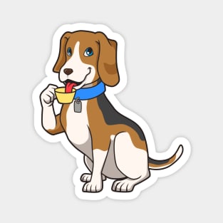 Beagle drinks coffee - Coffee drinker Magnet