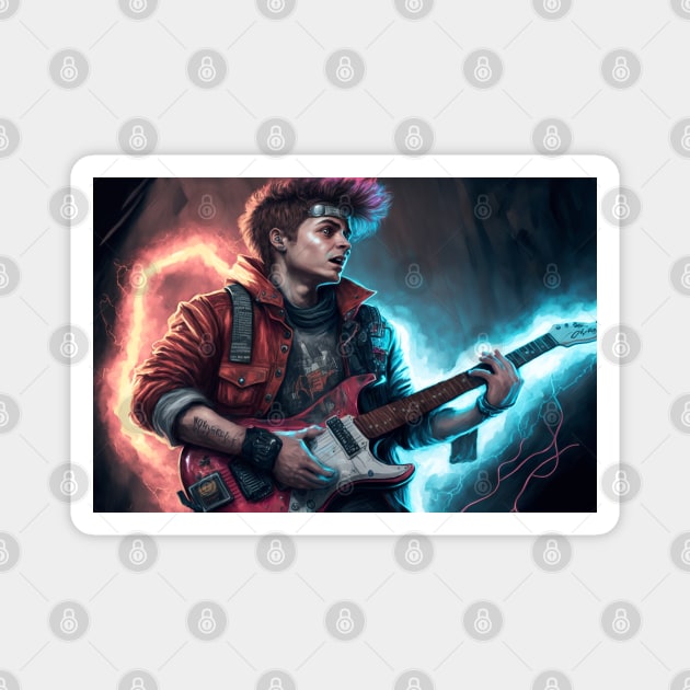 Back to the future Marty McFly Cyberpunk style Magnet by Buff Geeks Art