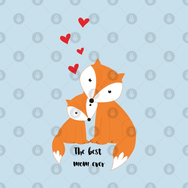 the best mom ever - cute foxes by grafart