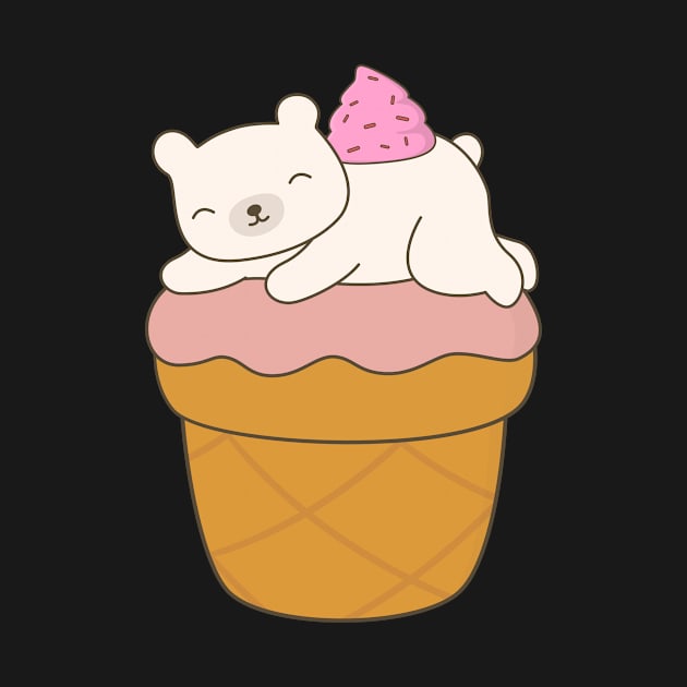 Kawaii Polar Bear Ice Cream Cone T-Shirt by happinessinatee