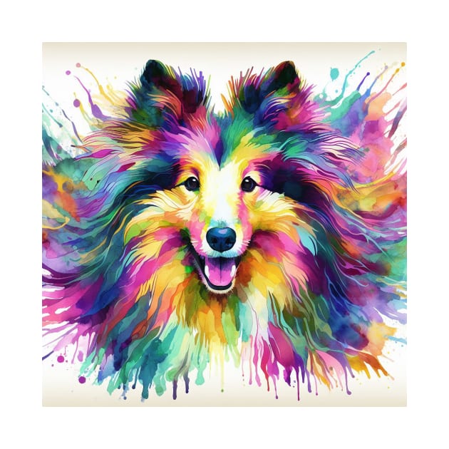 Abstract painting of a Sheltie Dog by WelshDesigns