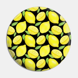 Sicilian Lemons pattern on black Pin