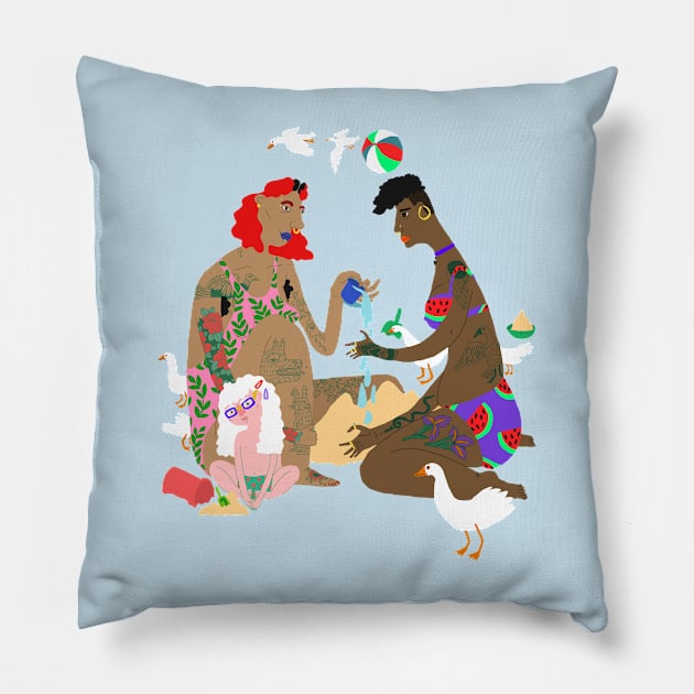 At the beach Pillow by ezrawsmith