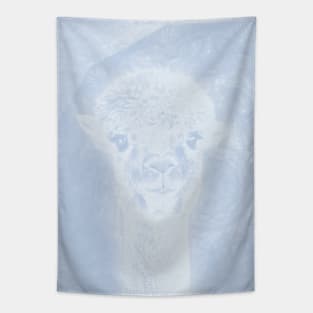 Ghostly alpaca and mandala in serenity blue Tapestry