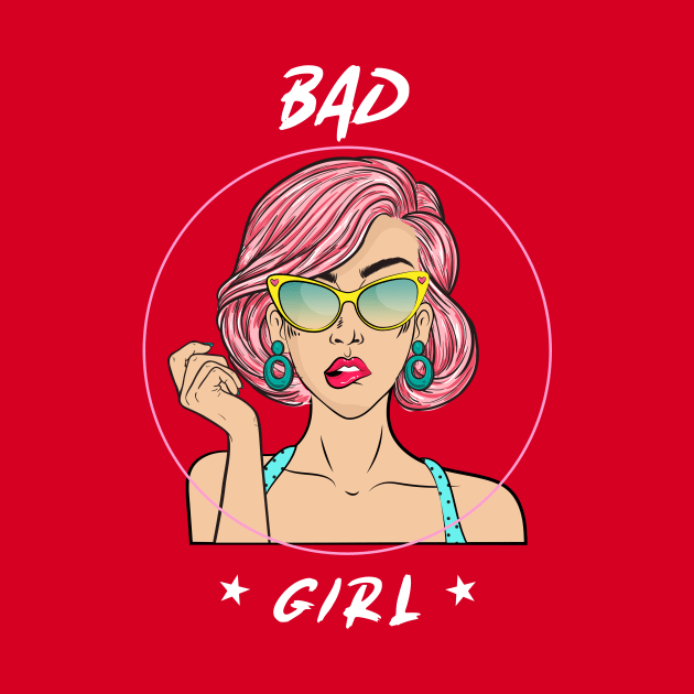 Bad Girl Feminist Pink Hair Girl Power Retro Cartoon 90s Nostalgia by BitterBaubles