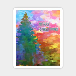 Merry Christmas colorful abstract with tree Magnet