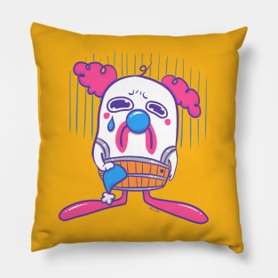 Sad Clown in a Barrel Pillow