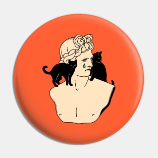 Greek God Black Cat in orange Pin