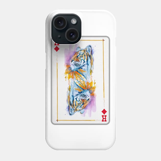 Tiger Head King of Diamonds Playing Card Phone Case by Marian Voicu