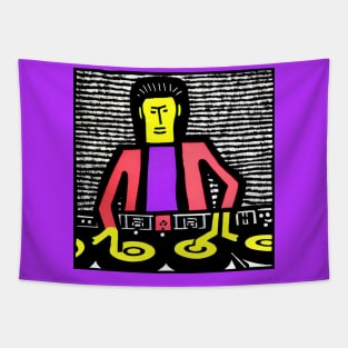 DJ on the Decks Pop-Art Tapestry