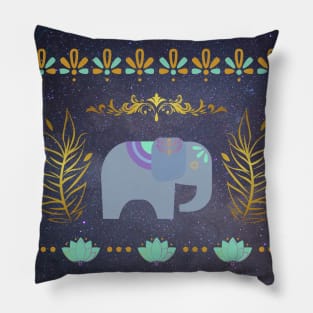 Decorative Elephant in Space Design Pillow