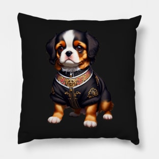 Cocker Spaniel in Black and Gold Traditional Gwanbok Hanbok Pillow