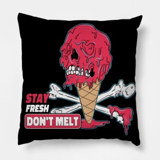 Cute Screaming Ice Cream Skull Pillow