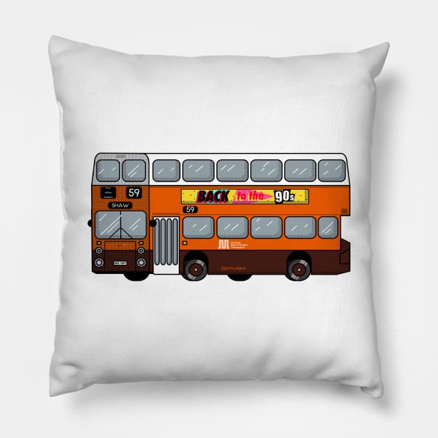 Greater Manchester Transport orange 1980s-1990s bus flux system Pillow by jimmy-digital