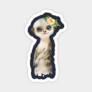 Adorable Meerkat with Flowers Magnet