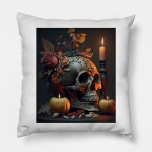 Skeleton head candle Pillow