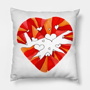 Colorful flying Hearts Pillow