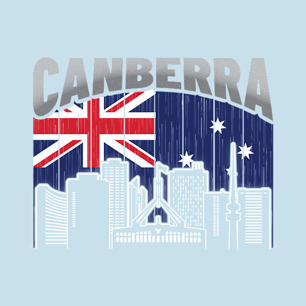 Discover Canberra Australia Skyline Vintage Australian Flag - Canberra - T-Shirt