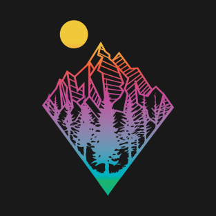 'Minimal Mountains' Cool Hiking Geometry T-Shirt